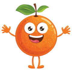 Fototapeta premium a happy Orange cartoon character with arms and legs on white background.