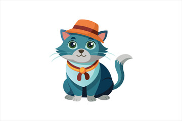 a cat wear hat vector artwork illustration 