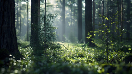 Obraz premium Into the forest Nature composition : Generative AI