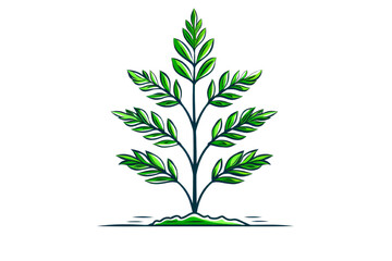 Fototapeta premium Vibrant illustration of a flourishing plant with lush green leaves, symbolizing growth, nature, and the environment.