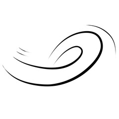 Hand drawn wind line sketch, doodle wind motion, air blow, swirl elements. Sketch drawn air blow motion, smoke flow art, abstract line