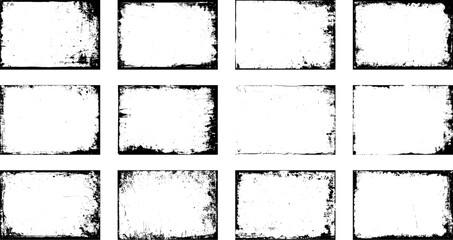 Set of frame different distressed black texture. Distress overlay vector textures. Set of dotted abstract frame. Distressed overlay texture.	