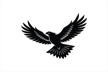 a majestic linocut eagle soaring through the sky. silhouette black vector art illustration
