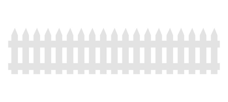 White wooden long fence on white background with parallel plank new. Vector illustration