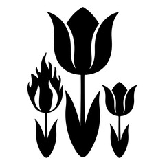 flower with fire silhouette