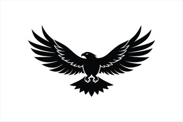 a majestic linocut eagle soaring through the sky. silhouette black vector art illustration