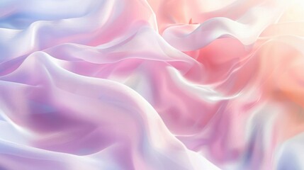 Obraz premium Gentle waves of soft pastel fabric in light pink and lavender hues, creating a delicate and soothing visual effect.