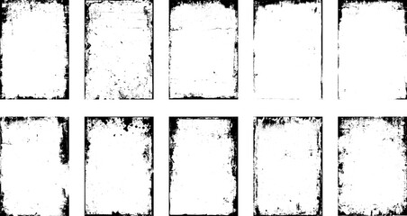 Set of frame different distressed black texture. Distress overlay vector textures. Set of dotted abstract frame. Distressed overlay texture.	