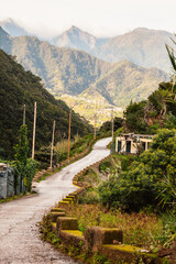 Views from Cabo de Larano viewpoint and Vereda do Larano coastal hiking trail. Cliffs atlantic ocean and tropical mountains vegetation. Madeira island in Portugal