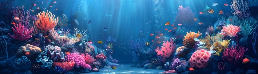 Vibrant Coral Garden Showcasing Marine Diversity in Underwater Seascape