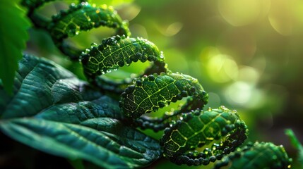 Environmental DNA helix from leaves in green color