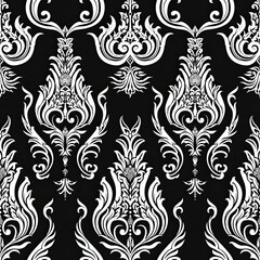 Seamless illustration, black and white traditional Asian pattern.