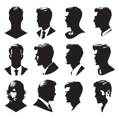 Silhouette set of a person head and shoulders