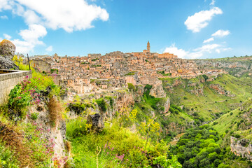 View of the ancient town of Matera, Sassi di Matera in Basilicata, southern Italy