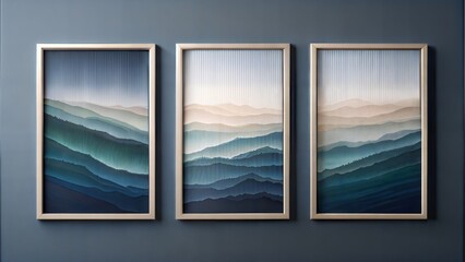 set of three vertical poster, Triptych Minimalist Abstract Art