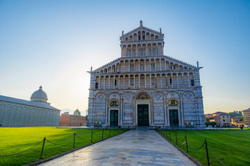 Pisa Cathedral and the Leaning Tower in Pisa, Italy.