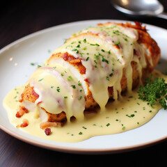 Chicken Cordon Bleu with Dijon Cream Sauce