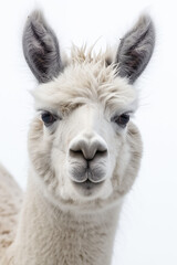 Fototapeta premium White alpaca posing on a white background