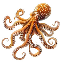 Obraz premium Clipart illustration of octopus on a white background. Suitable for crafting and digital design projects.[A-0002]