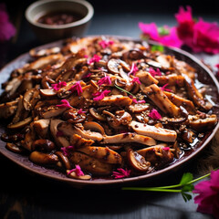 Szechuan Chicken with Hibiscus and Pickled Shiitake