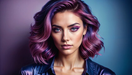 Vibrant Purple Ombre Hairstyle Woman!