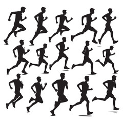 Silhouette set of a person running