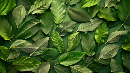 Fototapeta premium Creative layout made of green leaves Flat lay Nature concept : Generative AI