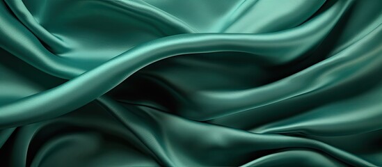 Fototapeta premium Soft emerald green silk fabric texture with a beautiful pattern ideal for a copy space image.