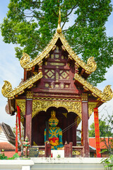 タイチェンマイにあるワット・チェディルアン寺院の美しい風景Beautiful scenery of Wat Chediluang temple in Chiang Mai, Thailand