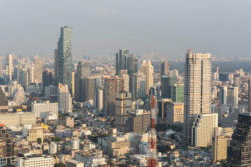 bad air with PM 2.5 dust in the atmosphere in the city