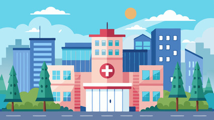 hospital and its interior design . medical illustration 