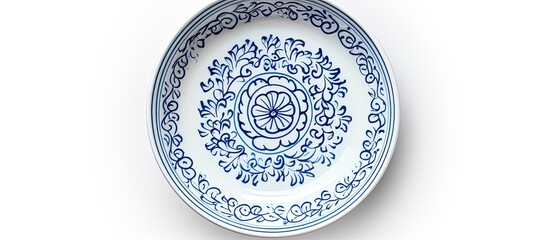 Top view of a collection of vintage handmade ceramic plates or bowls on a gray table, with vibrant colors and a copy space image.