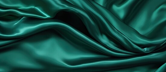 Obraz premium Emerald green soft silk fabric showcasing a textured pattern suitable for use as a background or pattern in a photograph. with copyspace image