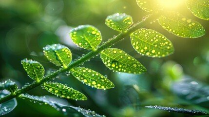 Leafy DNA helix green tech soft background