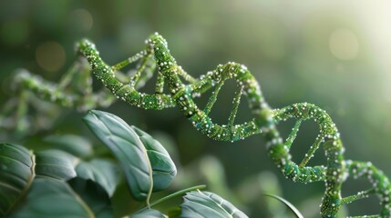 Leafy DNA structure on soft green eco tech