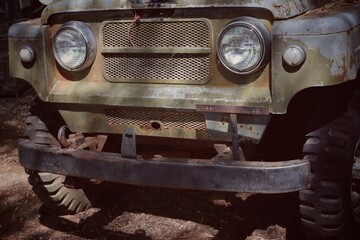 Fototapeta premium Close up of vintage car retro