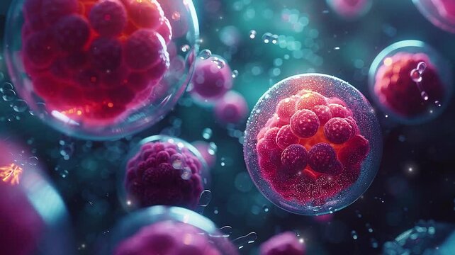 3d rendering microscopic view of human egg cells  