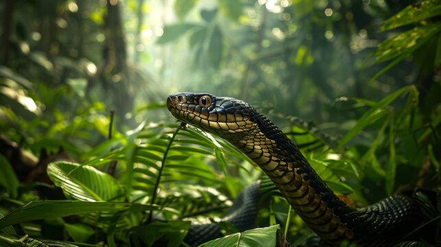 snake in the tree rainforest