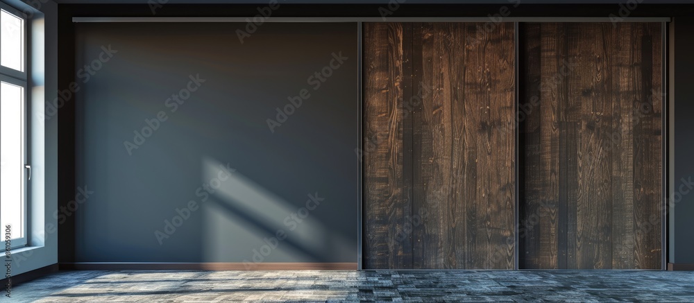 Poster Modern sliding-door wardrobe. with copy space image. Place for adding text or design