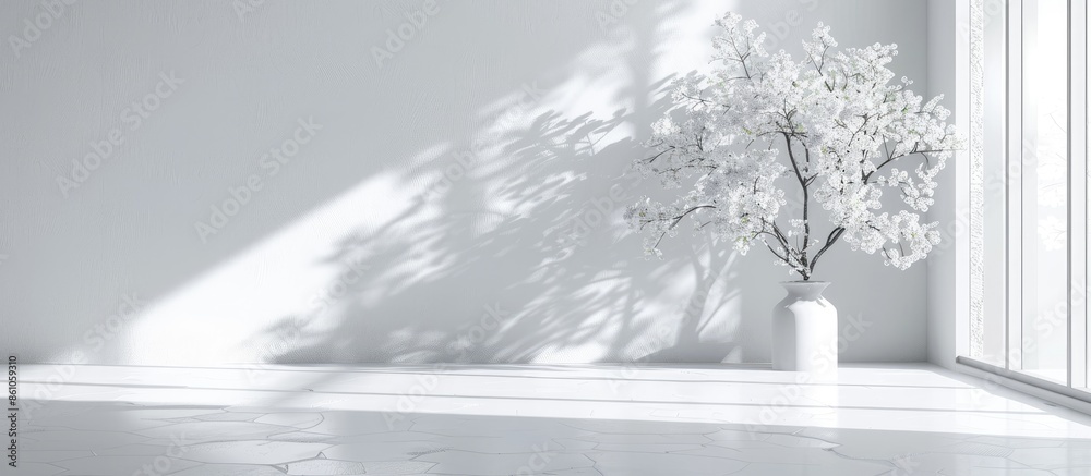 Poster beautiful interior in white. with copy space image. Place for adding text or design
