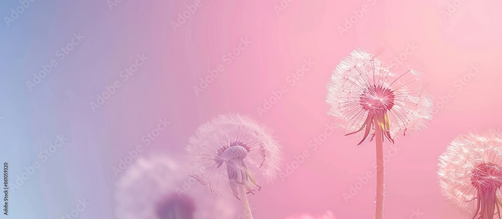 Poster Dandelion Pressed pastel background Pressed  Flower. with copy space image. Place for adding text or design