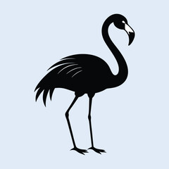 Vector flat flamingo silhouette isolated on white background. Flamingo one line art illustration color. flamingo silhouette vector illustration. Flamingos silhouette.