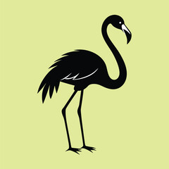 Vector flat flamingo silhouette isolated on white background. Flamingo one line art illustration color. flamingo silhouette vector illustration. Flamingos silhouette.