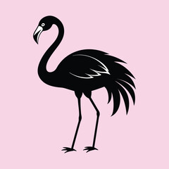 Vector flat flamingo silhouette isolated on white background. Flamingo one line art illustration color. flamingo silhouette vector illustration. Flamingos silhouette.