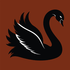 Swans Silhouette Isolated on White Background. Swan logo, icon, symbol of family, relationship.