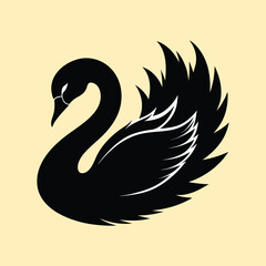 Swans Silhouette Isolated on White Background. Swan logo, icon, symbol of family, relationship.