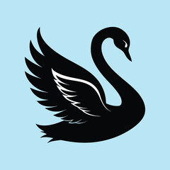 Swans Silhouette Isolated on White Background. Swan logo, icon, symbol of family, relationship.