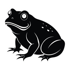 Frog silhouette vector art illustration. Frog Silhouette Isolated On White Background. Vector Illustration In Flat Style. Vector silhouettes of amphibian, top view.. Toad