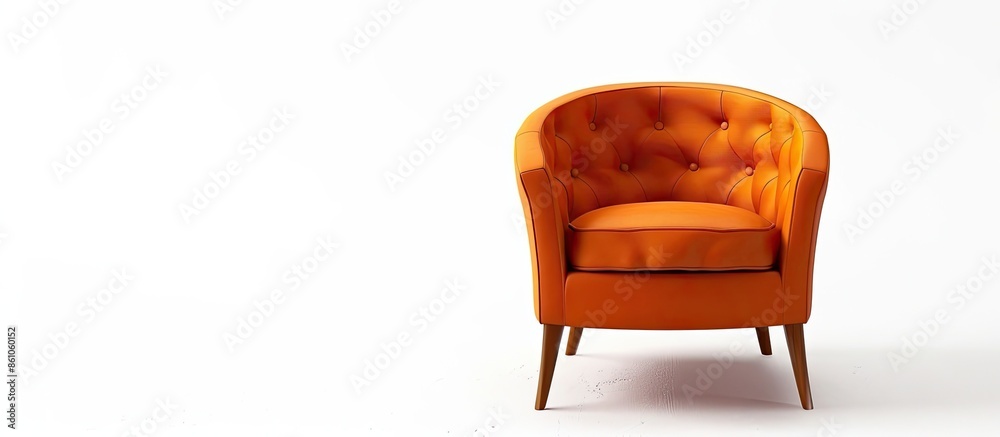 Poster orange armchair. modern designer chair on white background. texture chair. with copy space image. pl