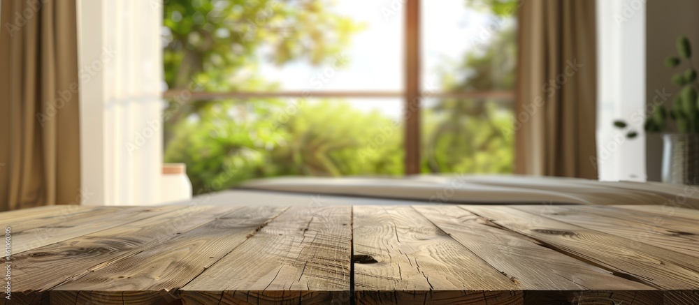Aufkleber Table Top And Blur Background In The Bedroom. with copy space image. Place for adding text or design